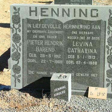 HENNING Pieter Hendrik Barend 1912-1969 &amp; Levina Catharina DE BEER 1913-1988