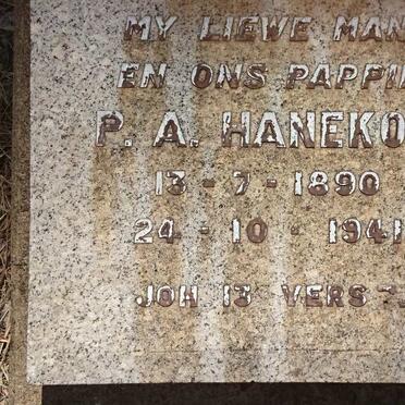 HANEKOM P.A. 1890-1941