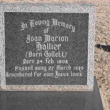 HALLIER Joan Marion nee COLLETT 1908-1985