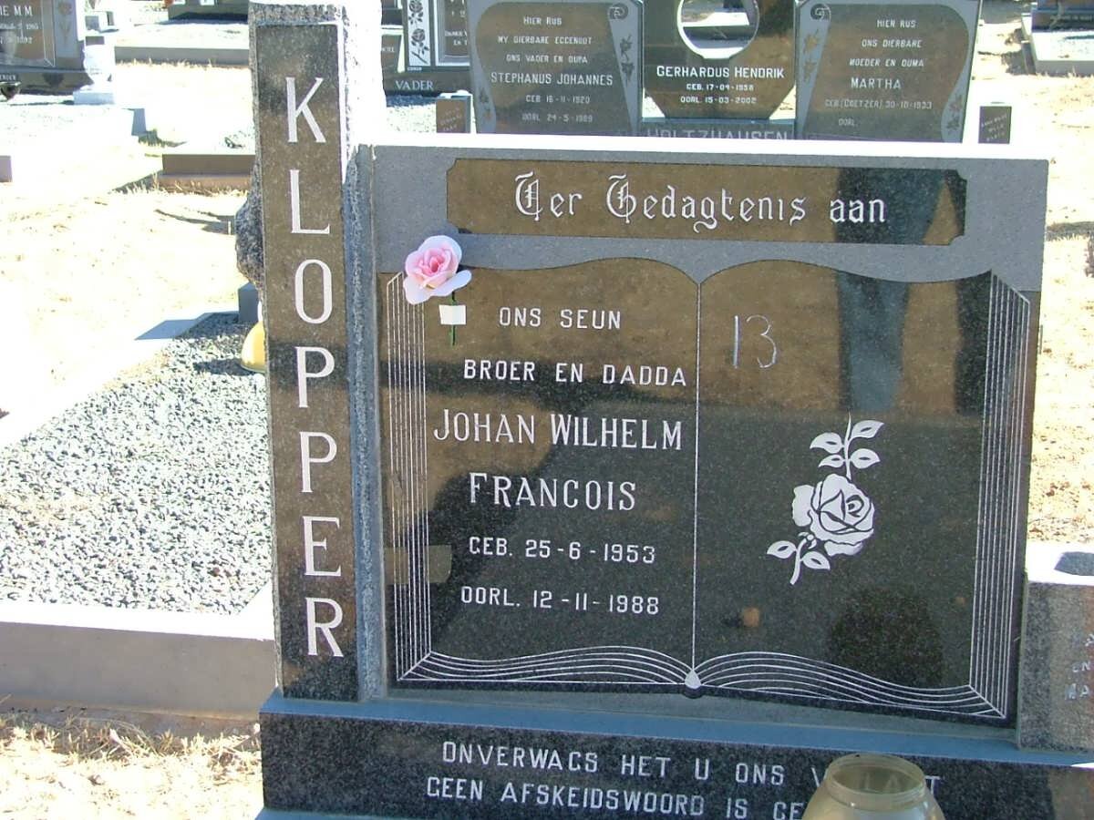 KLOPPER Johan Wilhelm Francois 1953-1988