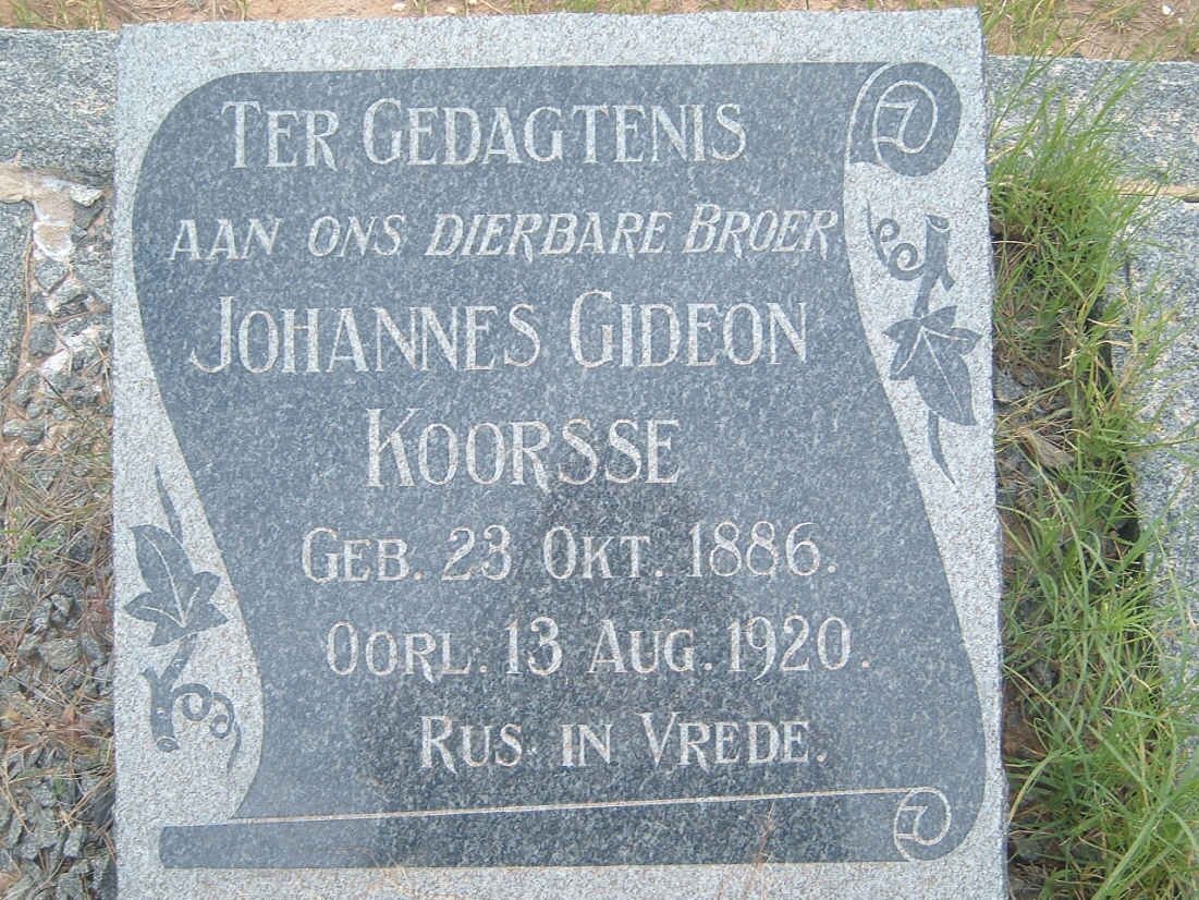 KOORSSE Johannes Gideon 1886-1920