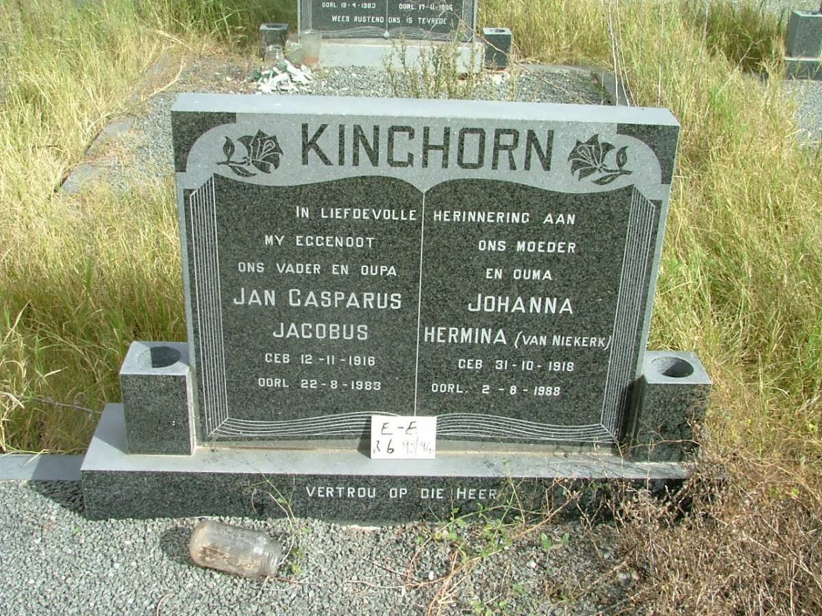 KINGHORN Jan Casparus Jacobus 1916-1983 &amp; Johanna Hermina van NIEKERK 1918-1988
