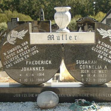MÜLLER Frederick Johannes 1914-1984 &amp; Susarah Cornelia A. DE WET 1923-1995