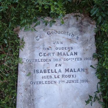 MALAN Gert -1901 &amp; Isabella LE ROUX -1916