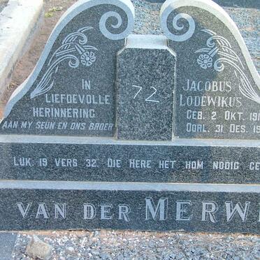 MERWE Jacobus Lodewikus, van der 1913-1965