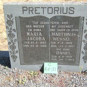 PRETORIUS Marthinus Wessel 1895-1943 &amp; Maria Jacoba 1893-1985 :: PRETORIUS Daniel 1936-1945