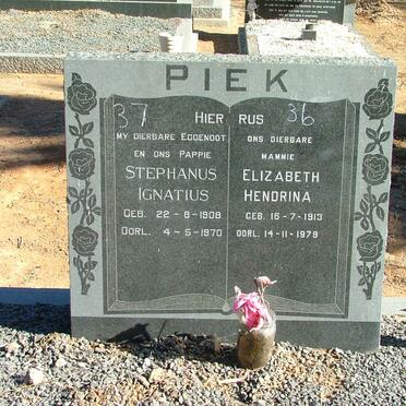 PIEK Stephanus Ignatius 1908-1970 &amp; Elizabeth Hendrina 1913-1979