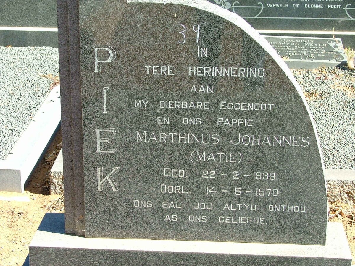 PIEK Marthinus Johannes 1939-1970