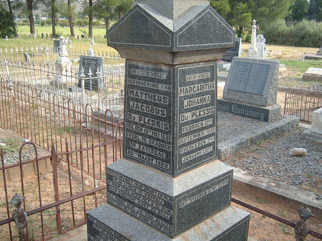 PLESSIS Mattheus Jacobus, du 1851-1920 &amp; Margaritha Johanna 1848-1927