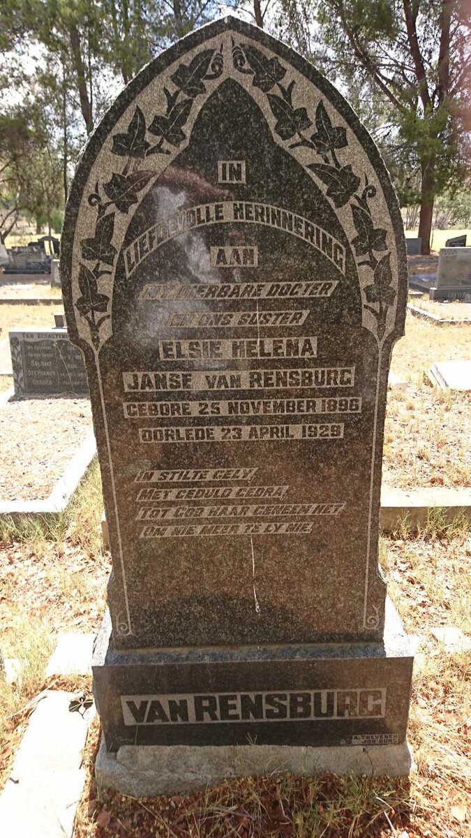 RENSBURG Elsie Helena, Janse van 1896-1929