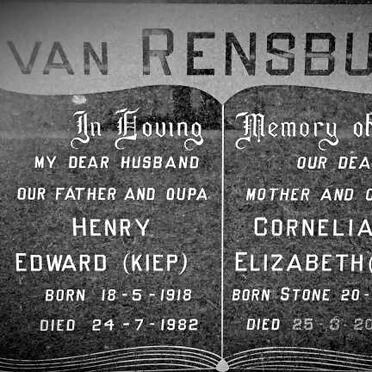 RENSBURG Henry Edward, van 1918-1982 &amp; Cornelia Elizabeth STONE 1919-2003