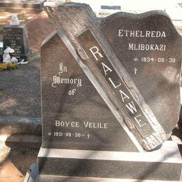 RALAWE Boyce Velile 1931- &amp; Ethelreda Mlibokazi 1934-