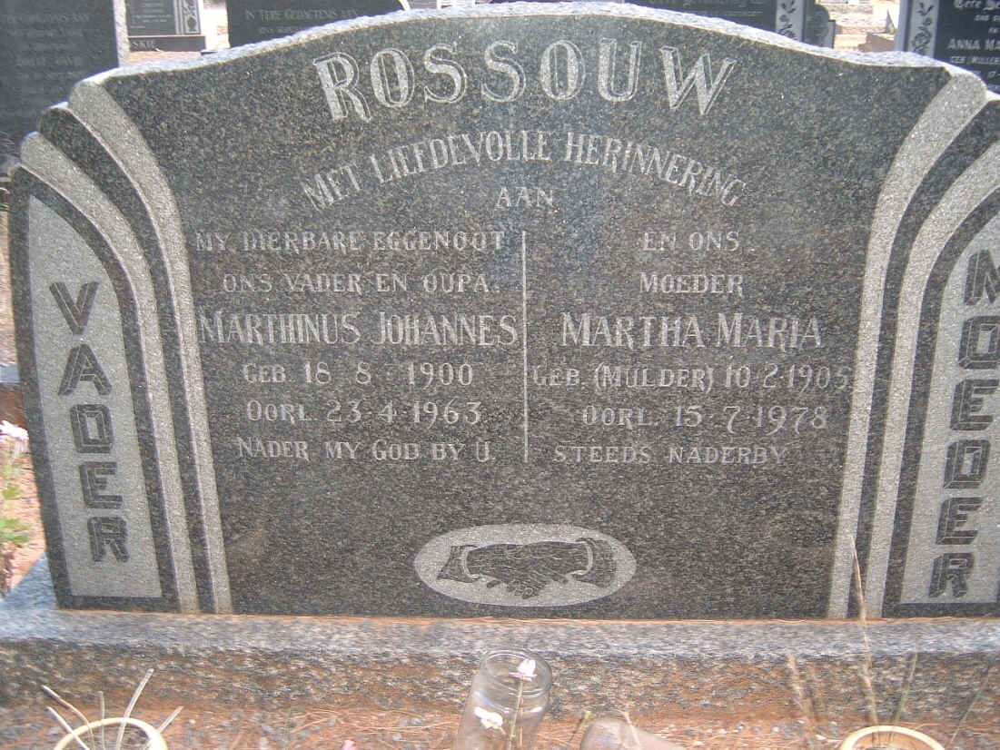 ROSSOUW Marthinus Johannes 1900-1963 &amp; Martha Maria MULDER 1905-1978