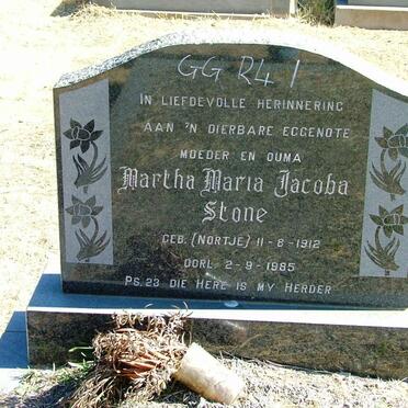 STONE Martha Maria Jacoba nee NORTJE 1912-1985
