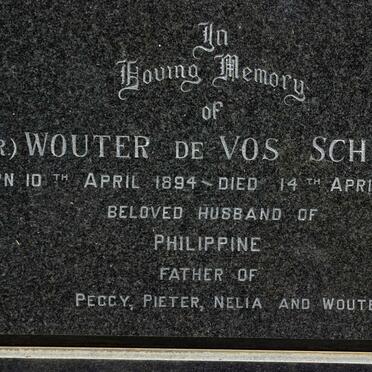 SCHOLTZ Wouter de Vos 1894-1979