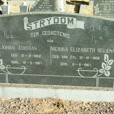 STRYDOM Johan Adriaan 1902-1967 &amp; Meriba Elizabeth Helena VAN ZYL 1906-1967