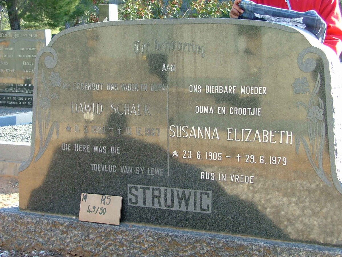 STRUWIG Dawid Schalk 1900-1967 &amp; Susanna Elizabeth 1905-1979