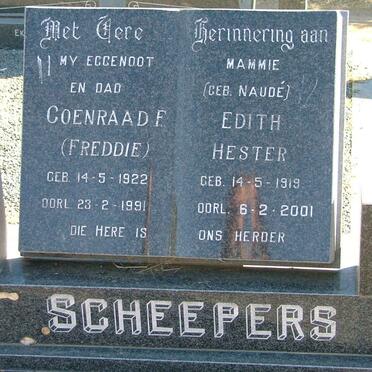 SCHEEPERS Coenraad F. 1922-1991 &amp; Edith Hester NAUDE 1919-2001