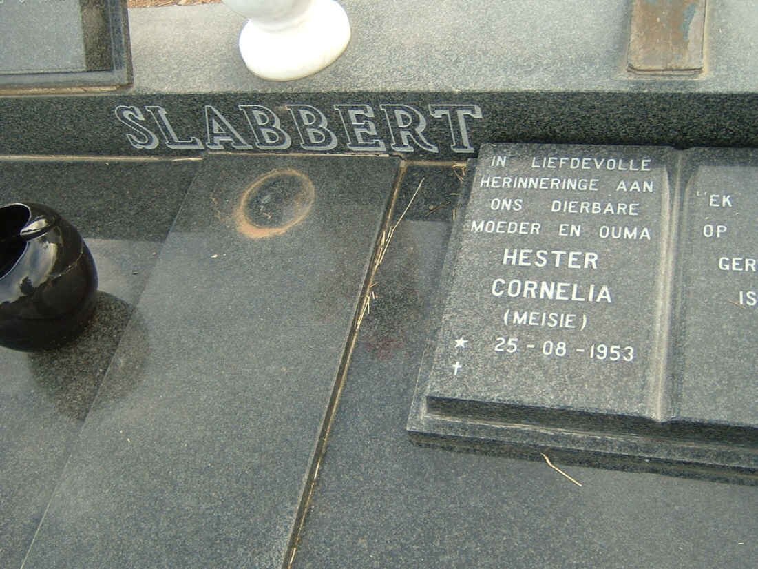 SLABBERT Izak Jacob 1943-1996 &amp; Hester Cornelia 1953- :: SLABBERT Stephanus Johannes Fanie 1972-1987