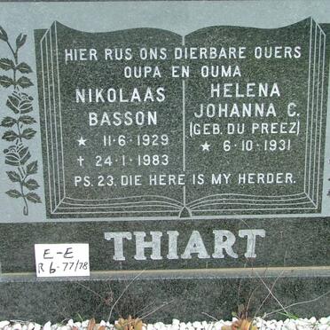 THIART Nikolaas Basson 1929-1983 &amp; Helena Johanna C. du PREEZ 1931-