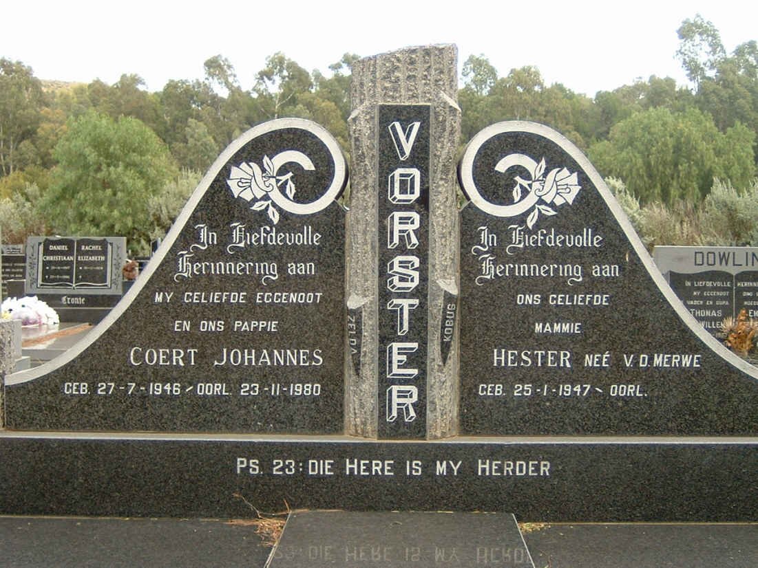 VORSTER Coert Johannes 1946-1980 &amp; Hester V.D. MERWE 1947-