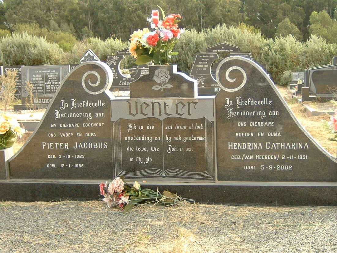 VENTER Pieter Jacobus 1923-1986 &amp; Hendrina Catharina VAN HEERDEN 1931-2002