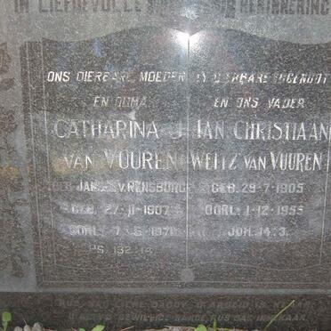 VUUREN Jan Christiaan Weitz, van 1905-1955 &amp; Catharina J. JANSEN VAN RENSBURG 1907-1971