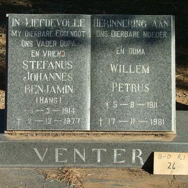 VENTER Stefanus Johannes Benjamin 1914-1977 &amp; Willem Petrus 1911-1981