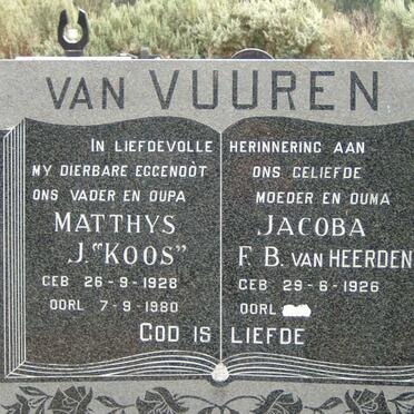 VUUREN Matthys J., van 1928-1980 &amp; Jacoba F.B. VAN HEERDEN 1926-