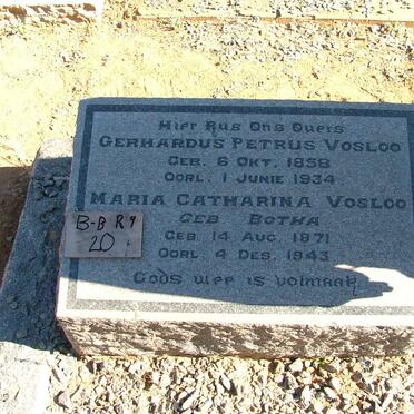 VOSLOO Gerhardus Petrus 1858-1934 &amp; Maria Catharina BOTHA 1871-1943