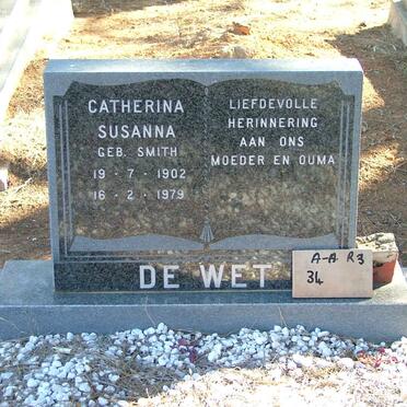 WET Catherina Susanna, de nee SMITH 1902-1979