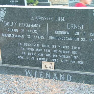 WIENAND Ernst 1905-1976 &amp; Dolly STAEGEMANN 1912-1965