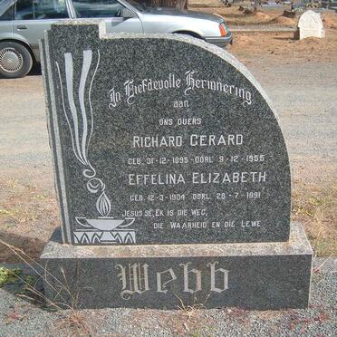 WEBB Richard Gerard 1895-1955 &amp; Effelina Elizabeth 1904-1991