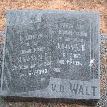 WALT Johannes H., v.d. 1878-1957 &amp; Susanna M.E. GROBBELAAR 1879-1969