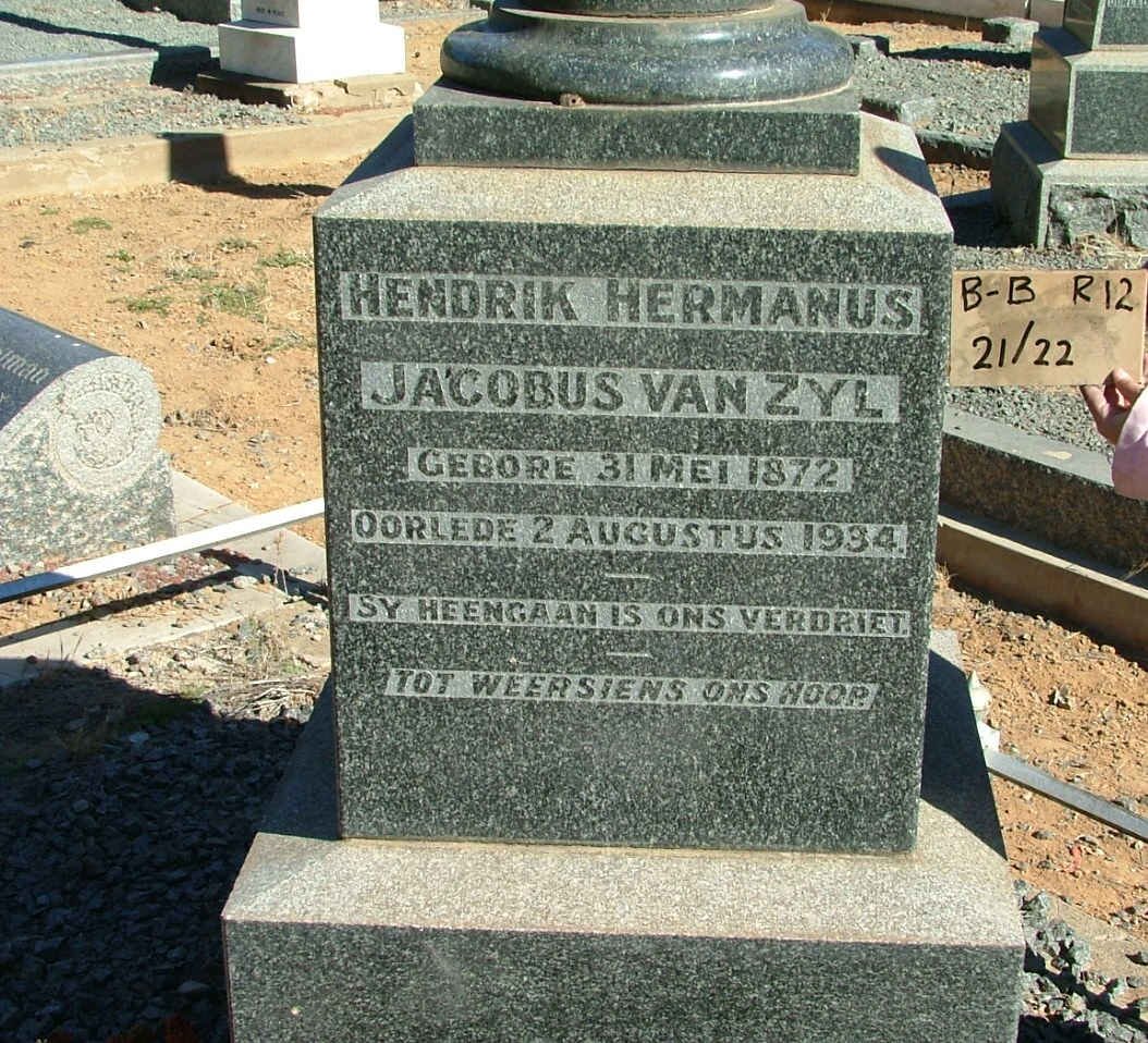 ZYL Hendrik Hermanus Jacobus, van 1872-1934