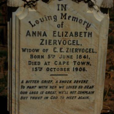 ZIERVOGEL Anna Elizabeth 1841-1906 :: ZIERVOGEL Annie -1888 :: ZIERVOGEL Charlotte -1893