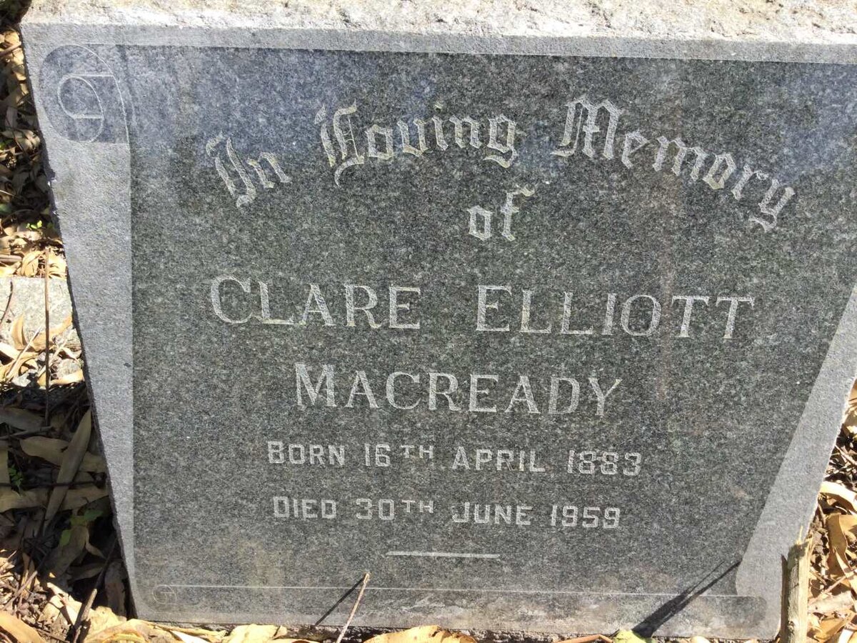 MACREADY Clare Elliott 1883-1959