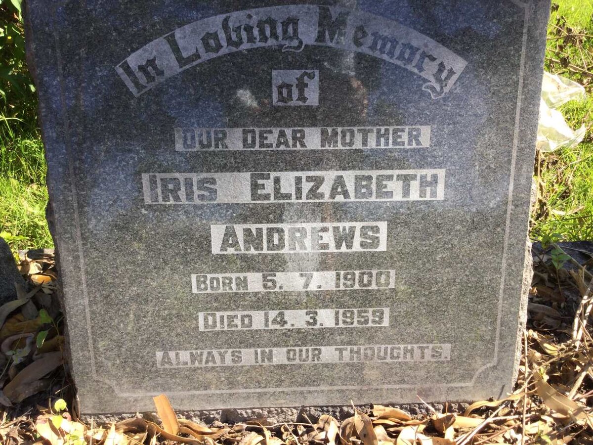ANDREWS Iris Elizabeth 1900-1959