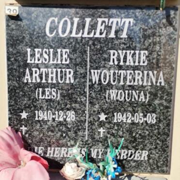 COLLETT Leslie Arthur 1940- &amp; Rykie Wouterina 1942-
