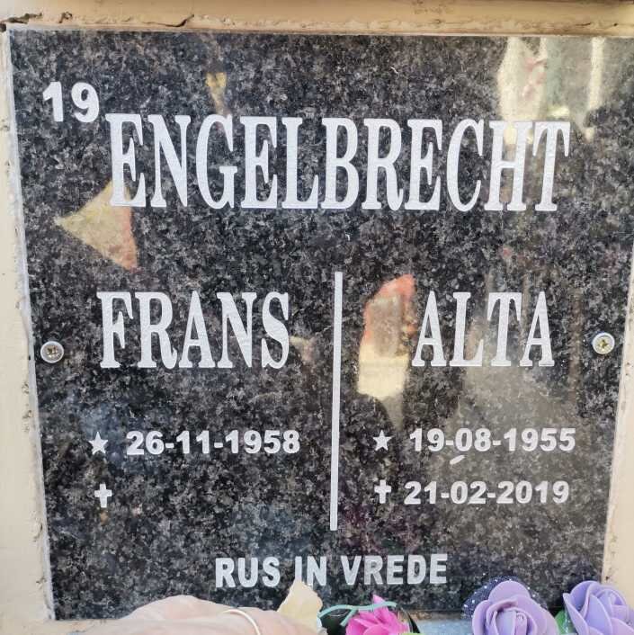 ENGELBRECHT Frans 1958- &amp; Alta 1955-2019