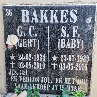 BAKKES G.C. 1934-2010 &amp; S.F. 1939-2016