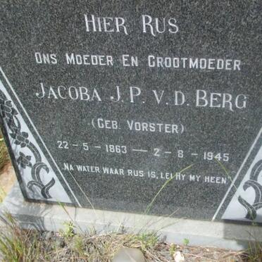 BERG Jacoba J.P., v.d. nee VORSTER 1863-1945