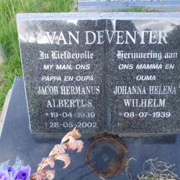 DEVENTER Jacob Hermanus Albertus, van 1939-2002 &amp; Johanna Helena Wilhelm 1939-