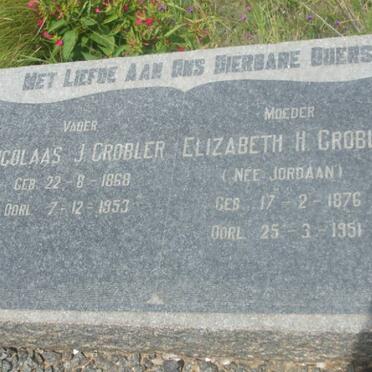 GROBLER Nicolaas J. 1868-1953 &amp; Elizabeth H. JORDAAN 1876-1951