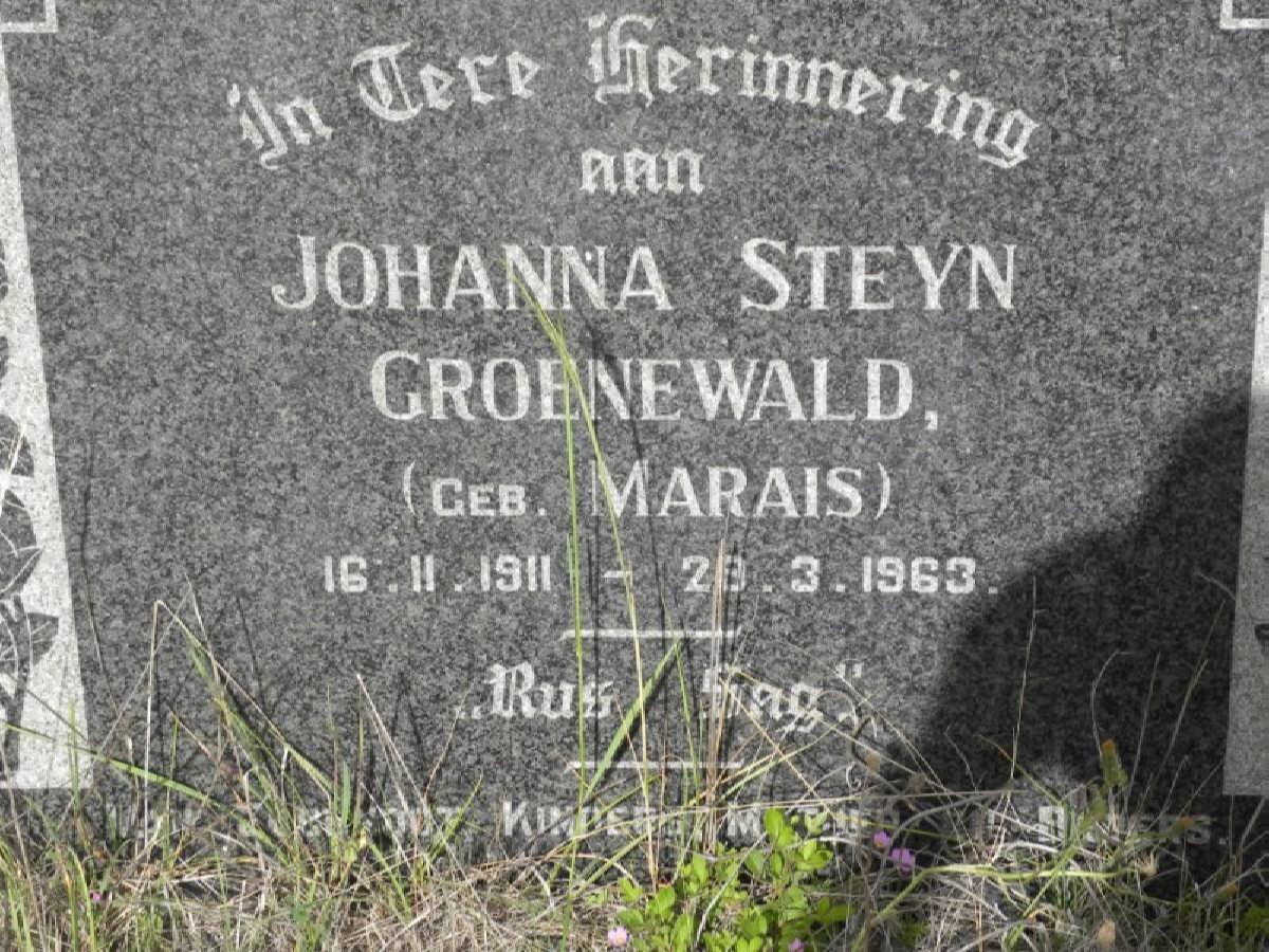 GROENEWALD Johanna Steyn nee MARAIS 1911-1963