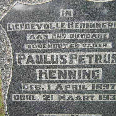 HENNING Paulus Petrus 1897-1936