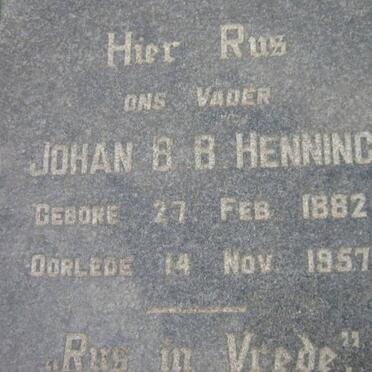 HENNING Johan B.B. 1882-1957 &amp; Casperlina J.C. STAPELBERG 1892-1955