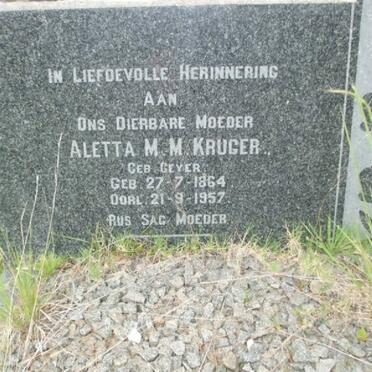 KRUGER Aletta M.M. nee GEYER 1864-1957