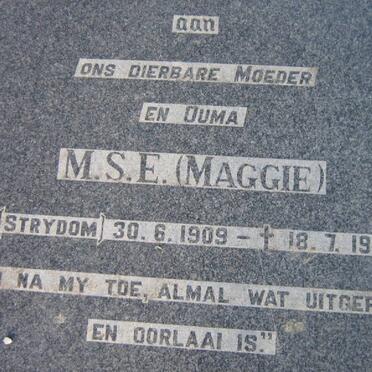 KRUGER M.S.E. nee STRYDOM 1909-1993