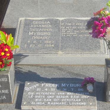 MYBURG Cecilia Johanna Susanna nee VISAGIE 1927-1994 :: MYBURG Freek 1951-1996